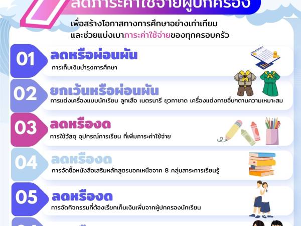 7 มาตราการลดค่าใช้จ่ายผู้ปกครอง
